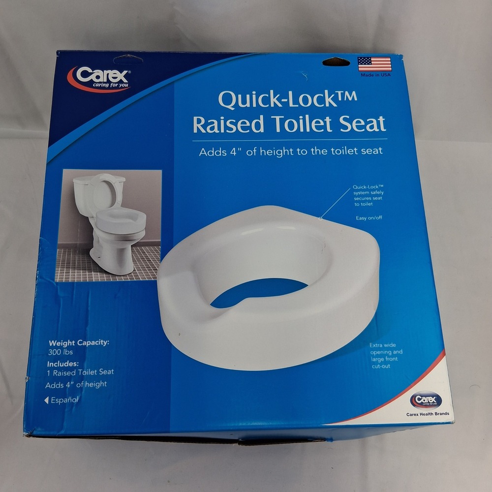 Raised Toilet Seat Carex Quick-Lock Adds 4 In Height 300lb Capacity B32000 White